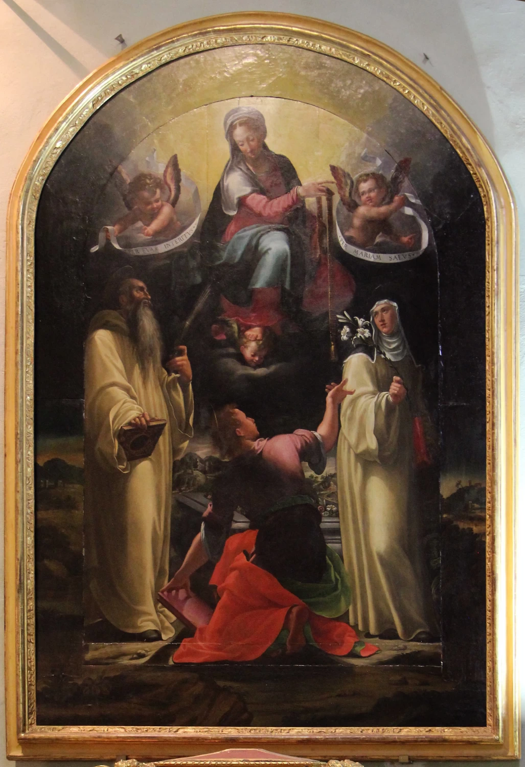 Madonna della cintola tra i ss. Benedetto e Scolastica, con reliquiario di s. Teodoro donato da Urbano VII - Sant'Agata, FI
